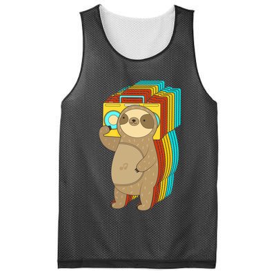 Retro Boombox Sloth Mesh Reversible Basketball Jersey Tank
