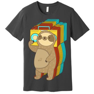 Retro Boombox Sloth Premium T-Shirt