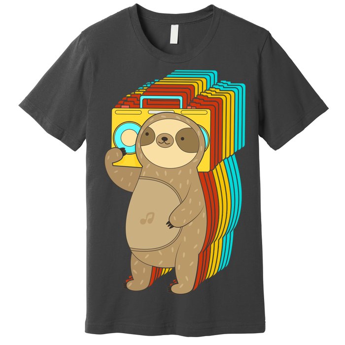 Retro Boombox Sloth Premium T-Shirt