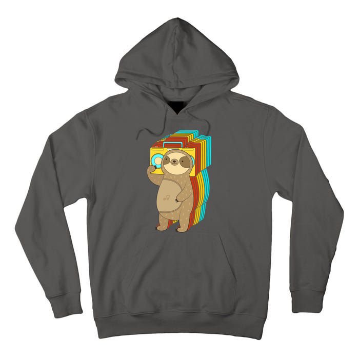 Retro Boombox Sloth Tall Hoodie