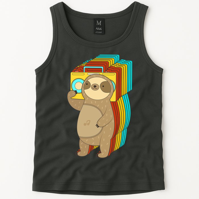 Retro Boombox Sloth Tank Top