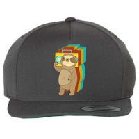 Retro Boombox Sloth Wool Snapback Cap