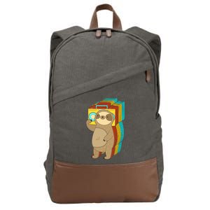 Retro Boombox Sloth Cotton Canvas Backpack