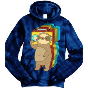 Retro Boombox Sloth Tie Dye Hoodie