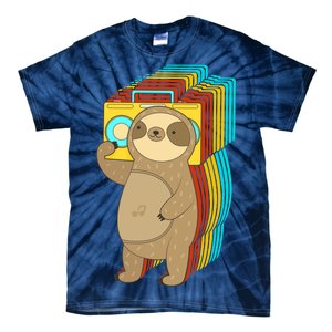 Retro Boombox Sloth Tie-Dye T-Shirt