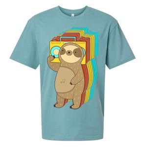 Retro Boombox Sloth Sueded Cloud Jersey T-Shirt