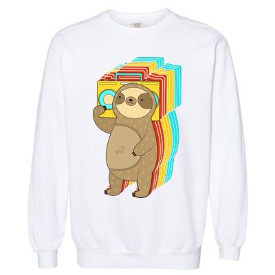 Retro Boombox Sloth Garment-Dyed Sweatshirt