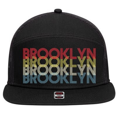 Retro Brooklyn Logo 7 Panel Mesh Trucker Snapback Hat