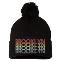 Retro Brooklyn Logo Pom Pom 12in Knit Beanie