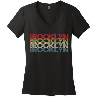 Retro Brooklyn Logo Women's V-Neck T-Shirt