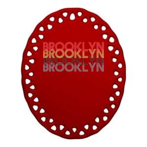 Retro Brooklyn Logo Ceramic Oval Ornament