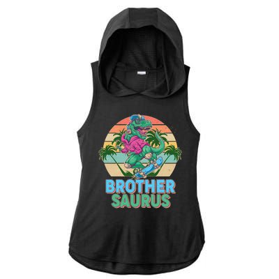 Retro Brother Saurus T-Rex Dinosaur Ladies PosiCharge Tri-Blend Wicking Draft Hoodie Tank