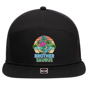 Retro Brother Saurus T-Rex Dinosaur 7 Panel Mesh Trucker Snapback Hat