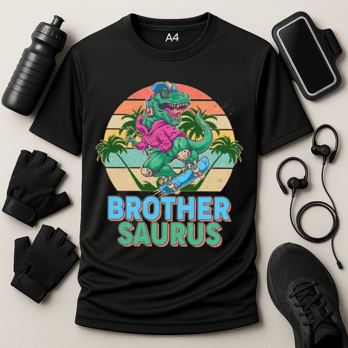 Retro Brother Saurus T-Rex Dinosaur Cooling Performance Crew T-Shirt
