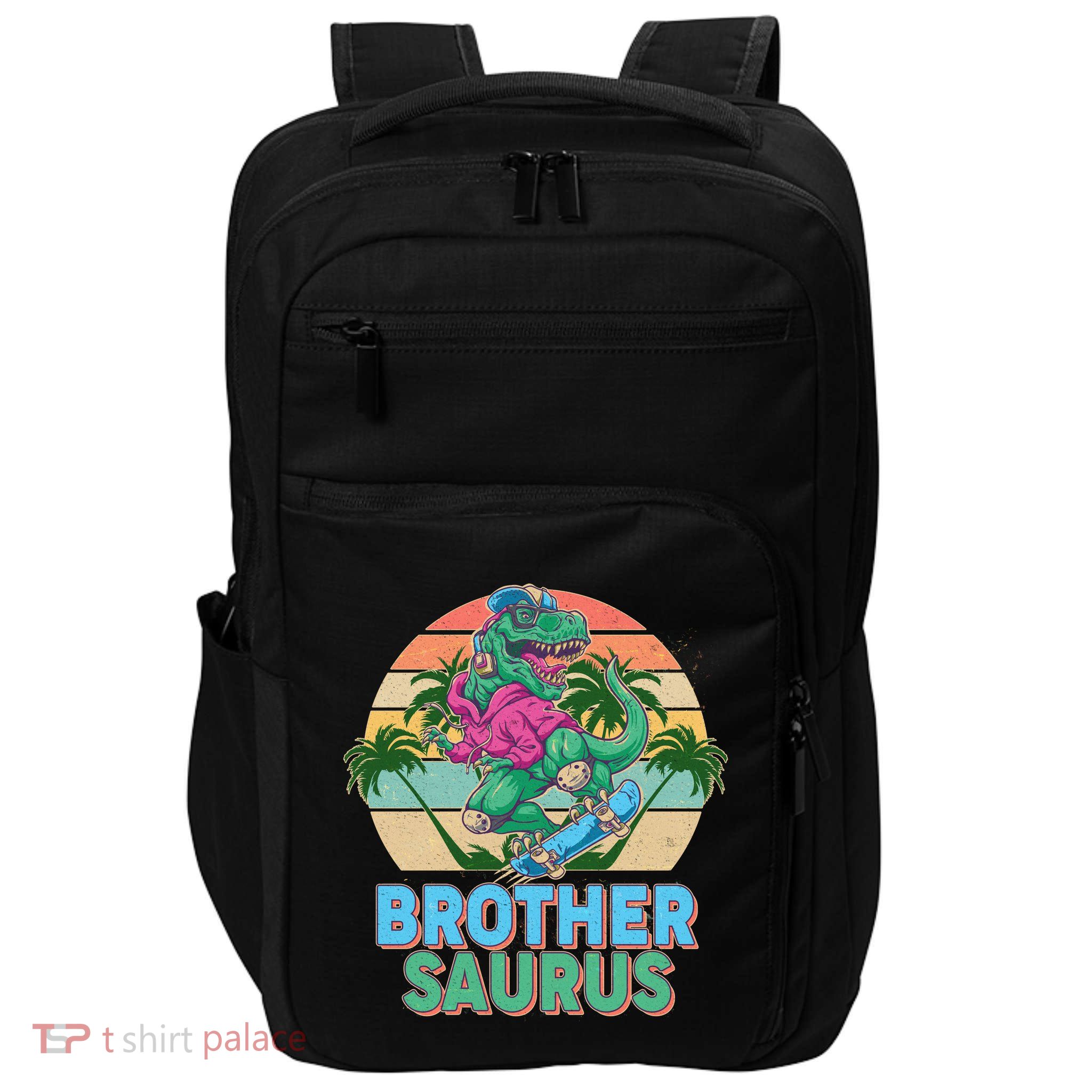 Retro Brother Saurus T-Rex Dinosaur Impact Tech Backpack