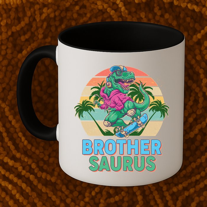 Retro Brother Saurus T-Rex Dinosaur Mug