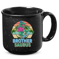 Retro Brother Saurus T-Rex Dinosaur 15oz Campfire Ceramic Mug