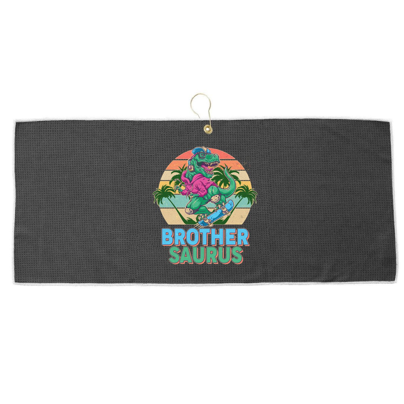Retro Brother Saurus T-Rex Dinosaur Large Microfiber Waffle Golf Towel