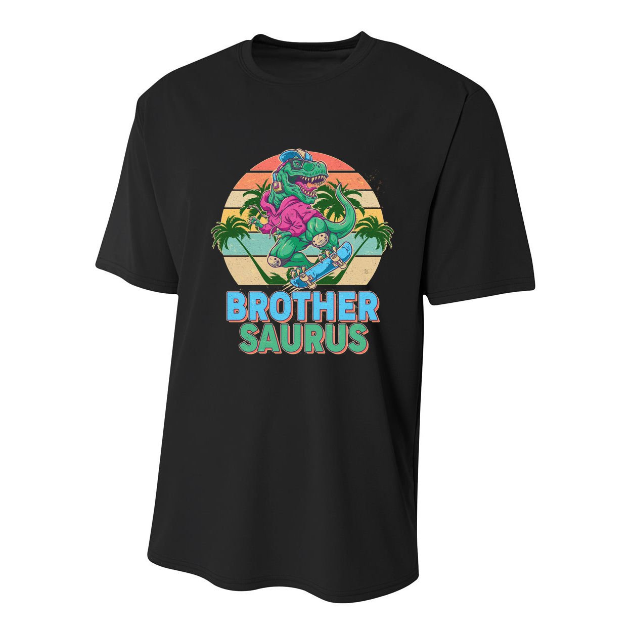 Retro Brother Saurus T-Rex Dinosaur Youth Performance Sprint T-Shirt