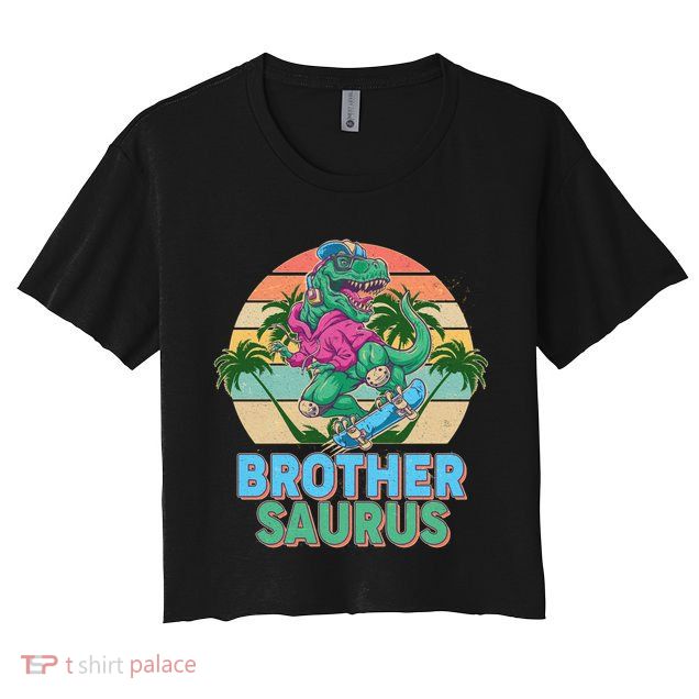 Retro Brother Saurus T-Rex Dinosaur Crop Top