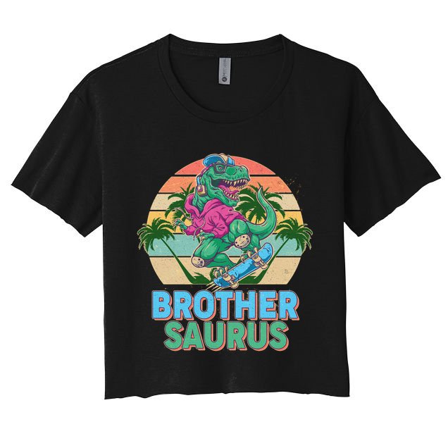 Retro Brother Saurus T-Rex Dinosaur Crop Top