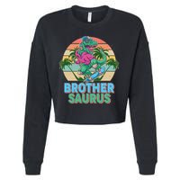 Retro Brother Saurus T-Rex Dinosaur Cropped Pullover Crew