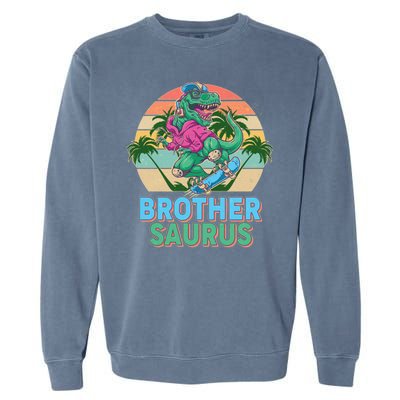 Retro Brother Saurus T-Rex Dinosaur Garment-Dyed Sweatshirt