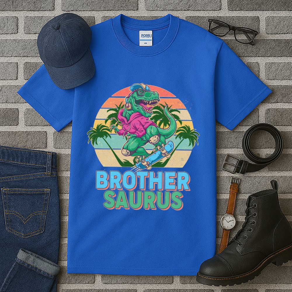 Retro Brother Saurus T-Rex Dinosaur Tall T-Shirt