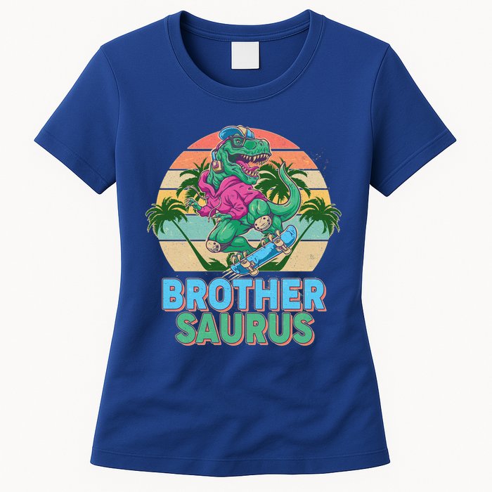 Retro Brother Saurus T-Rex Dinosaur Womens T-Shirt