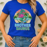 Retro Brother Saurus T-Rex Dinosaur Womens T-Shirt