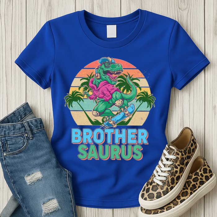 Retro Brother Saurus T-Rex Dinosaur Womens T-Shirt