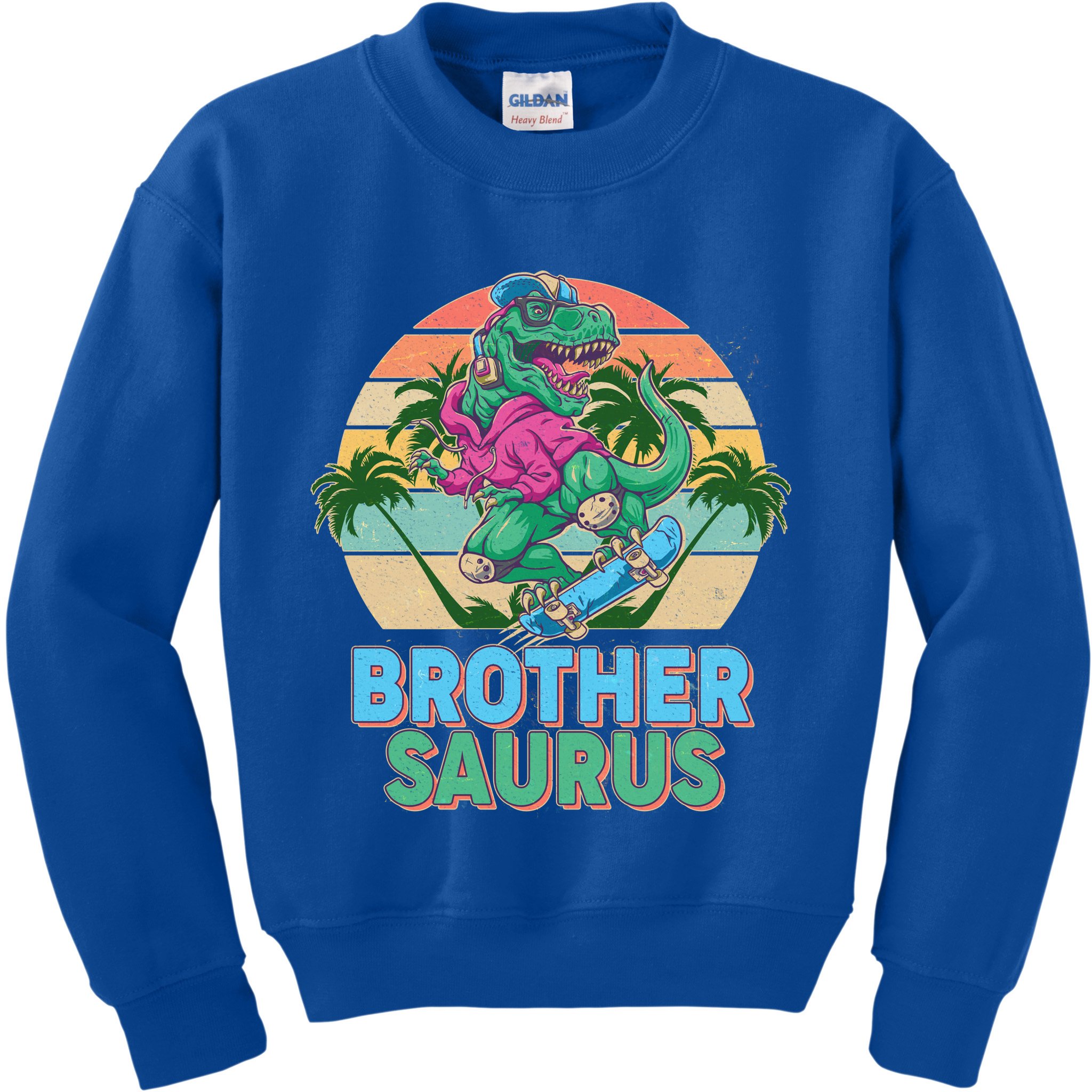 Retro Brother Saurus T-Rex Dinosaur Kids Sweatshirt