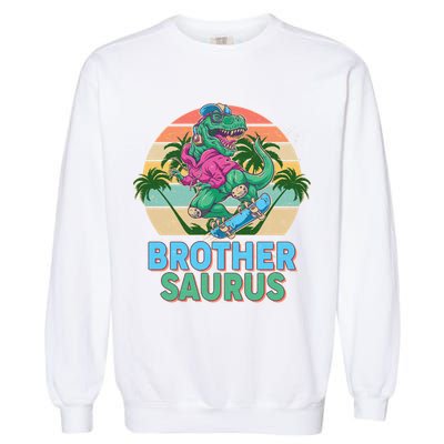 Retro Brother Saurus T-Rex Dinosaur Garment-Dyed Sweatshirt