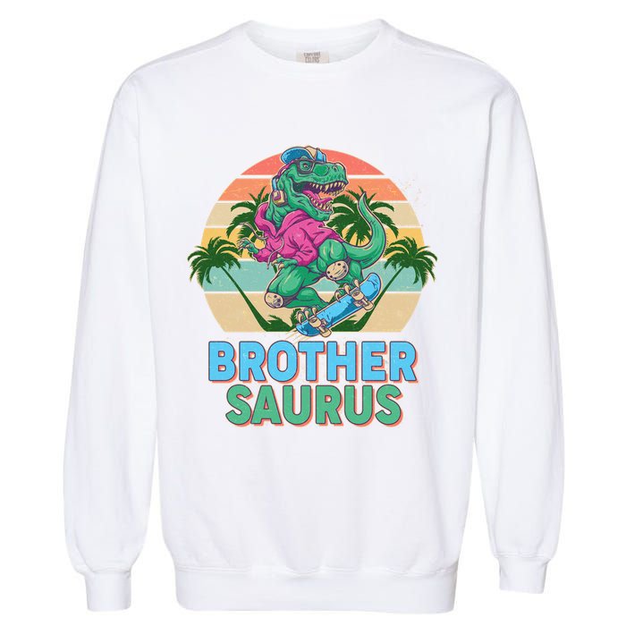 Retro Brother Saurus T-Rex Dinosaur Garment-Dyed Sweatshirt