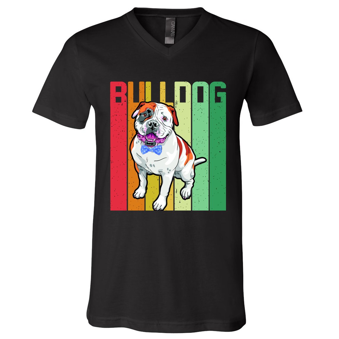 Retro Bulldog V-Neck T-Shirt