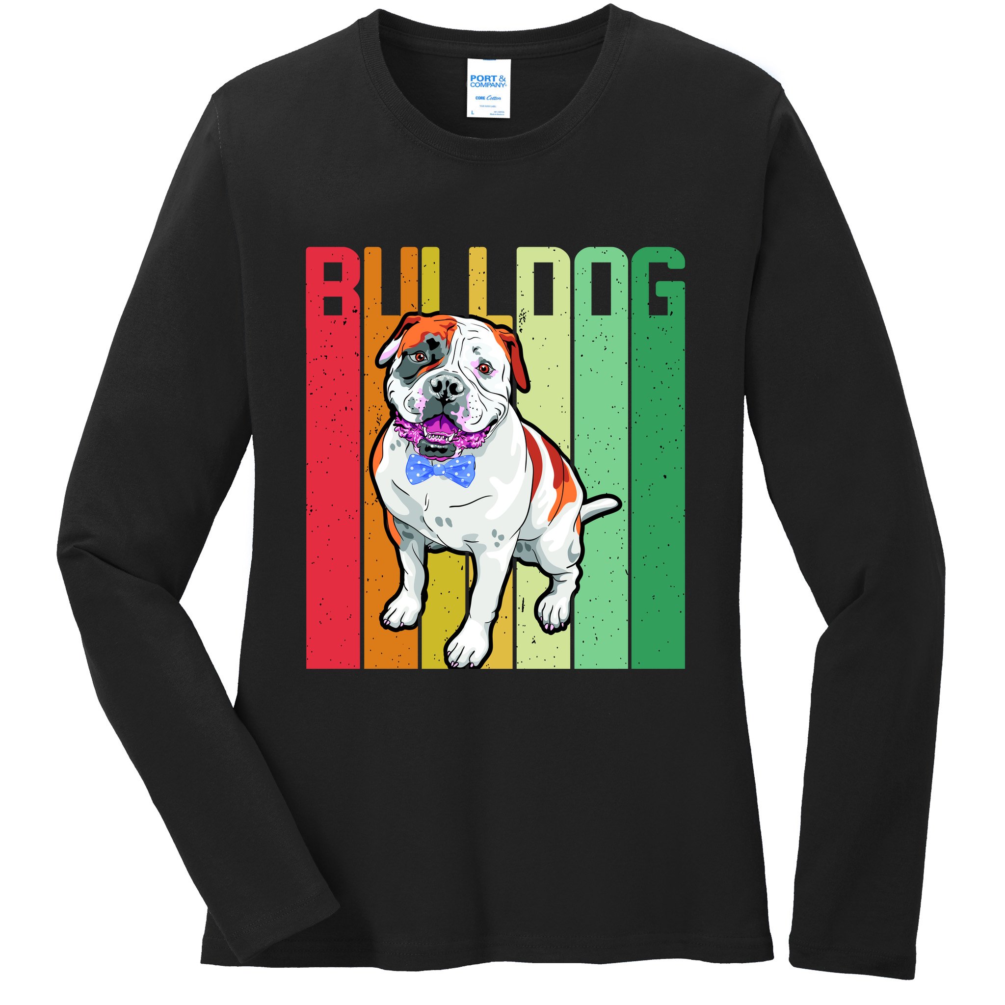 Retro Bulldog Ladies Long Sleeve Shirt