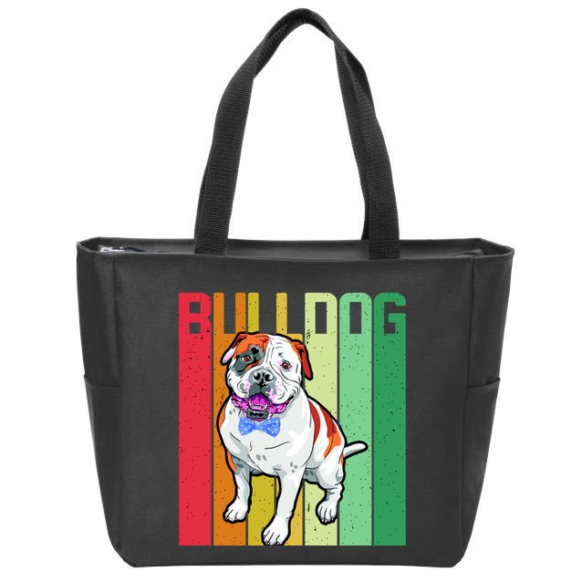 Retro Bulldog Zip Tote Bag