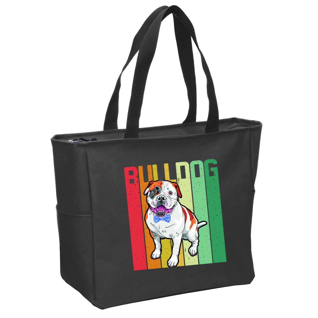 Retro Bulldog Zip Tote Bag