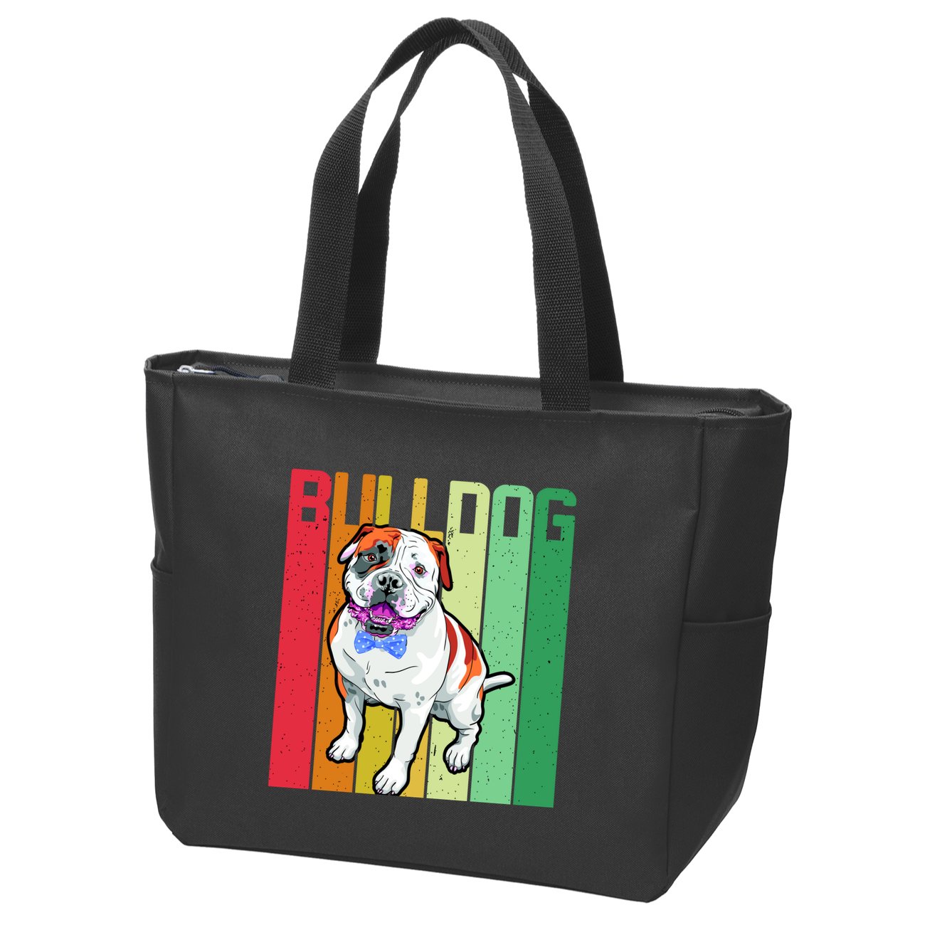 Retro Bulldog Zip Tote Bag