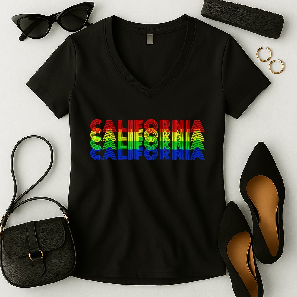 Retro California Women's V-Neck T-Shirt