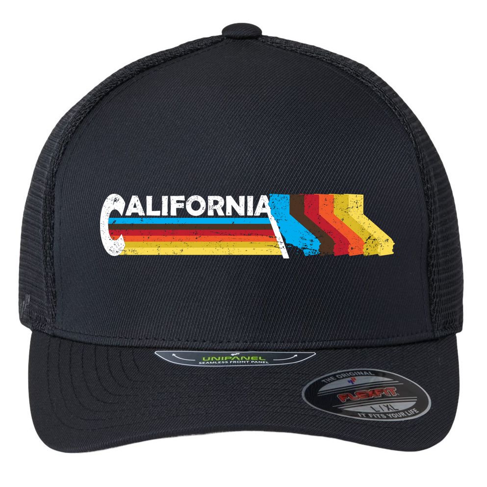 Retro California Colorful Logo Flexfit Unipanel Trucker Cap