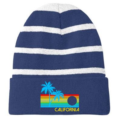 Retro California Logo Striped Beanie with Solid Band