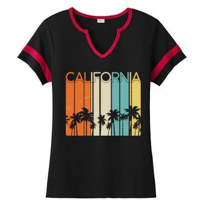 Retro California Palms Ladies Halftime Notch Neck Tee