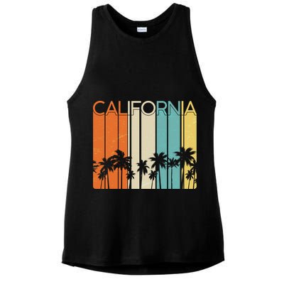 Retro California Palms Ladies PosiCharge Tri-Blend Wicking Tank