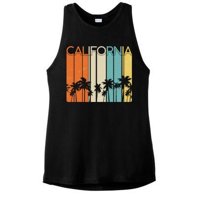 Retro California Palms Ladies PosiCharge Tri-Blend Wicking Tank