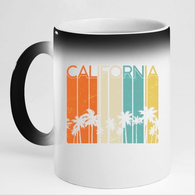 Retro California Palms 11oz Black Color Changing Mug