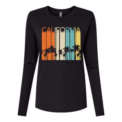 Retro California Palms Womens Cotton Relaxed Long Sleeve T-Shirt