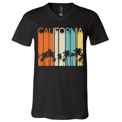 Retro California Palms V-Neck T-Shirt