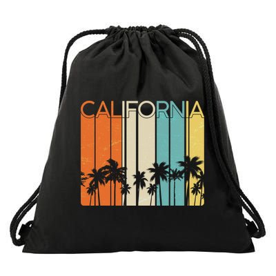 Retro California Palms Drawstring Bag