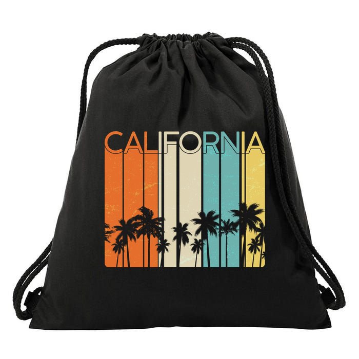 Retro California Palms Drawstring Bag